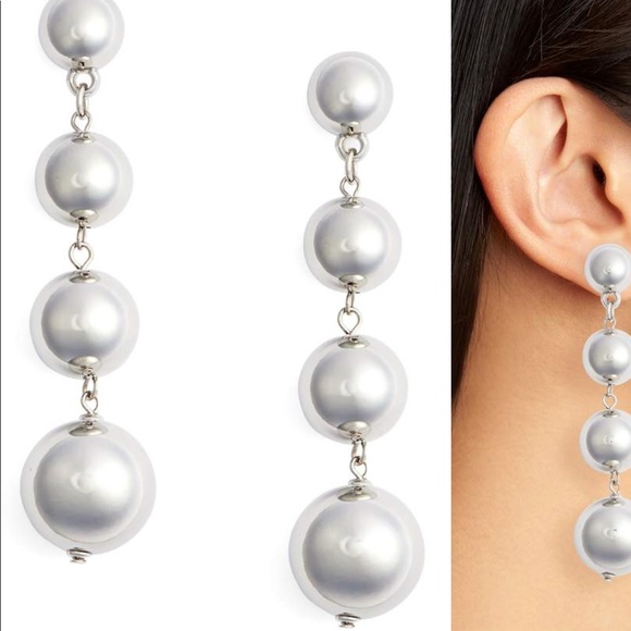 Tasha silver tone 4 ball drop earrings NEW s/o onl - Picture 4 of 5